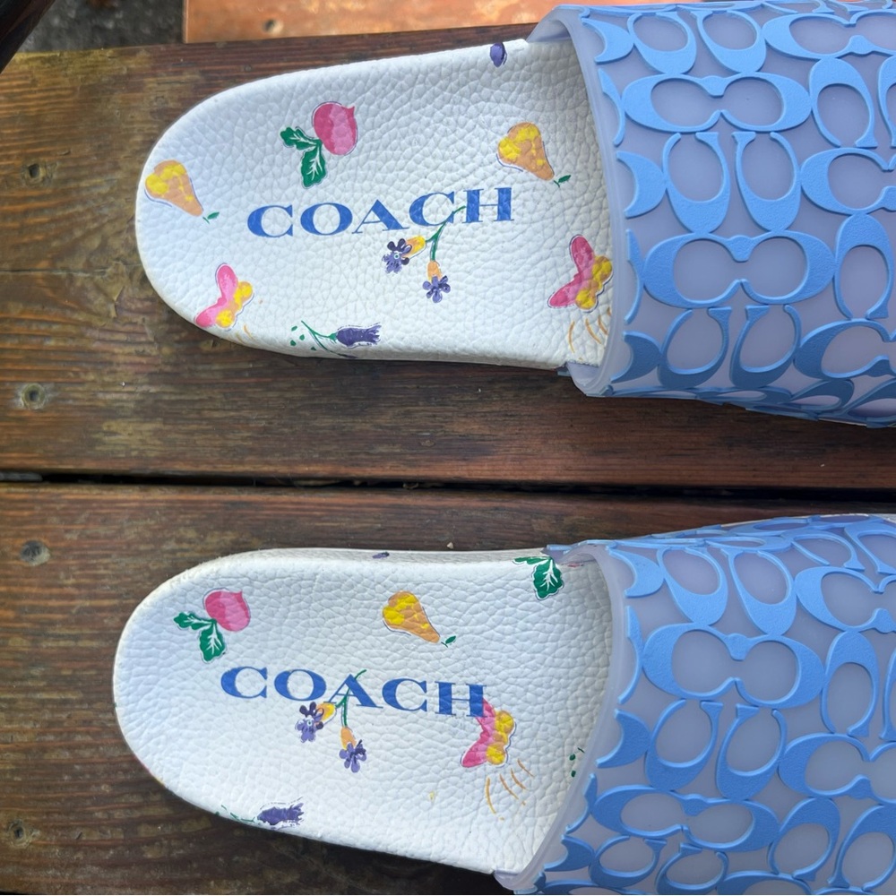 Coach Blue Slide Sandals for Women - Picture 3 of 13